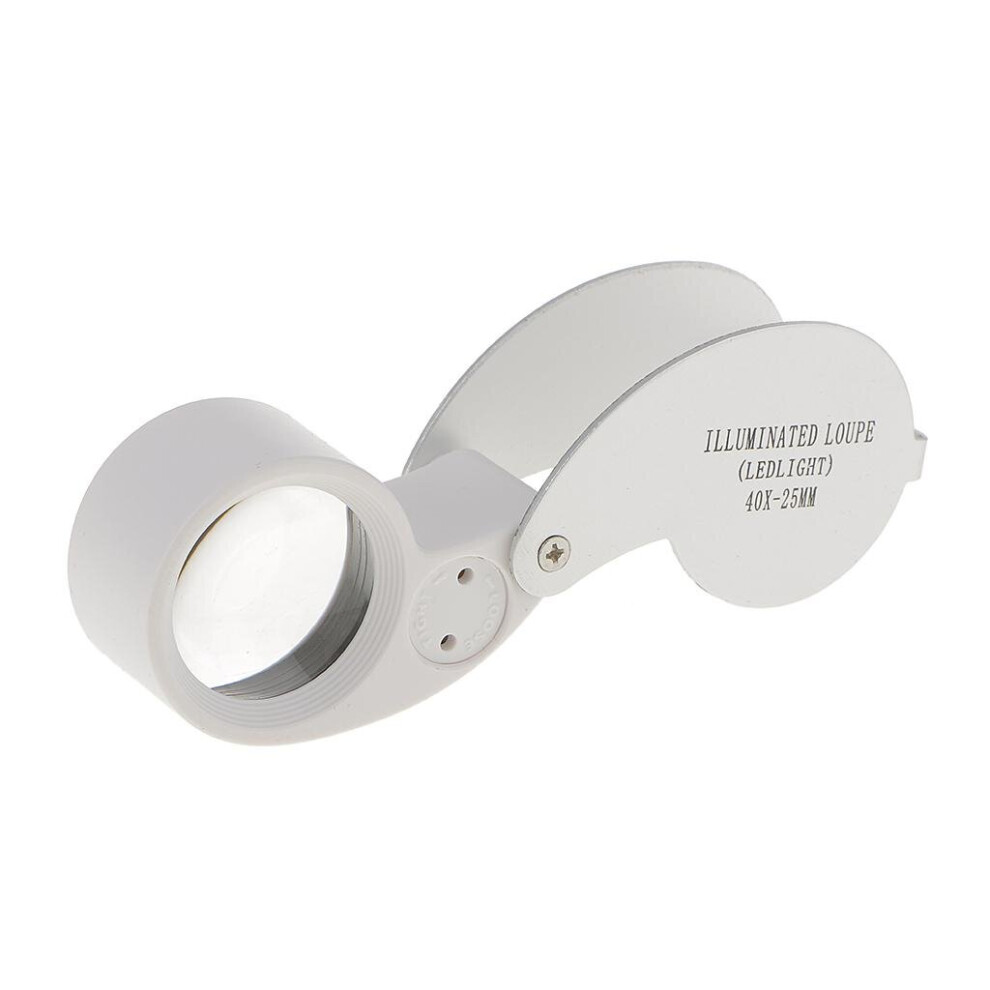 Light Retractable Jewelers Loupe 40X Magnification 25Mm Illuminated W/ Led