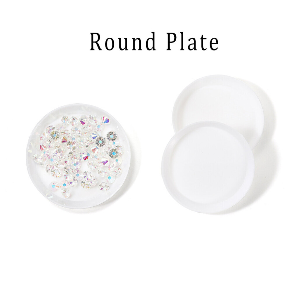 10pcs/lot Environmental Plastic Round Beauty Nail Triangle Plate Rhinestone Container For Display Tray Supplies