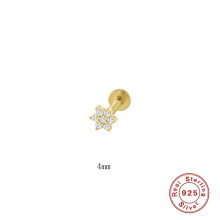 1PC CZ Flower Tragus Cartilage 925 Sterling Silver Ear Studs Zircon Earrings Piercing Labret Lip Rings Jewelry