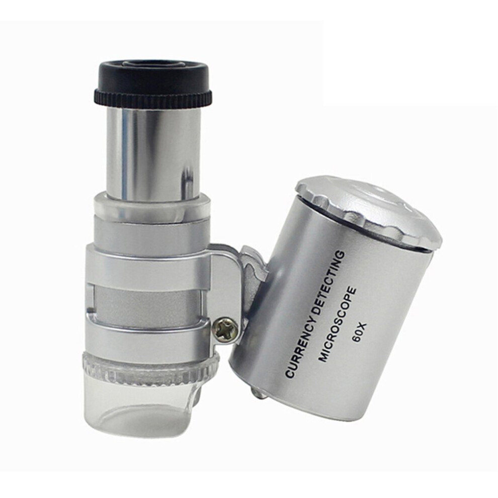 Light 60X Microscope With Led Lamp Portable Pocket Magnifier Magnifying Glass Violet Counterfeit