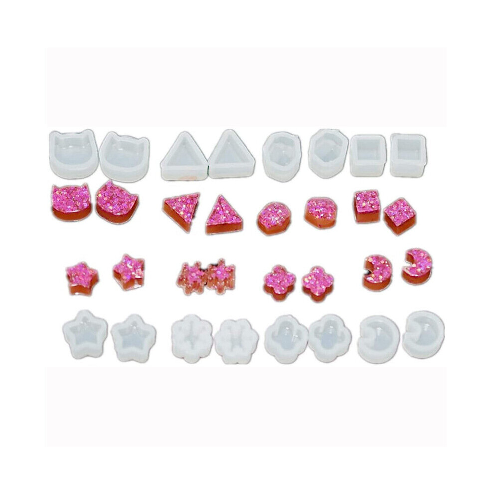 (8 pairs Black) 8 Pairs DIY Crystal Epoxy Resin Mold Stone Model Mini Triangle Square Cat Ear Small Earrings Silicone Mold-image-OPC-PBRXXMG-NEW