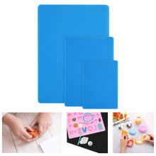 (Blue) 3pcs Silicon Sheets Casting Mat Heat Resistant for Crafts Slime Sopa Making