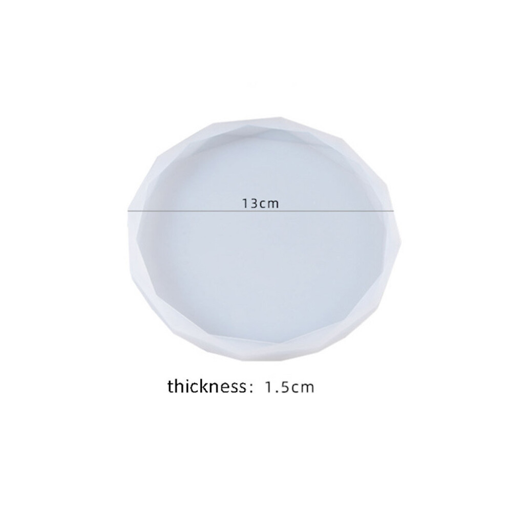 (13cm White) Diamond Edge Round Tray Silicone Mold UV Epoxy Crystal Coaster Resin Casting Molds DIY Jewelry Decorations Tool