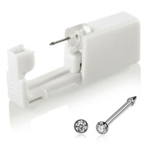 (Silver) Disposable Painless Ear Piercing Nose Studs Piercing Gun Sterile Puncture Tool Ear Piercing Gun Nose nail device