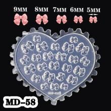 (MD58 White) 3D Heart Bows Silicone Mold Nail Art Carving Mold Suitable for Diy Nail Art Decoration Supplies Nail Template Nail Tool