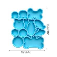 (Blue) Cats Fishes Bones Shaped Key Chain Pendants Resin Casting Mold Pet Hanging Tags Pendant UV Epoxy Resin Mold Dropship