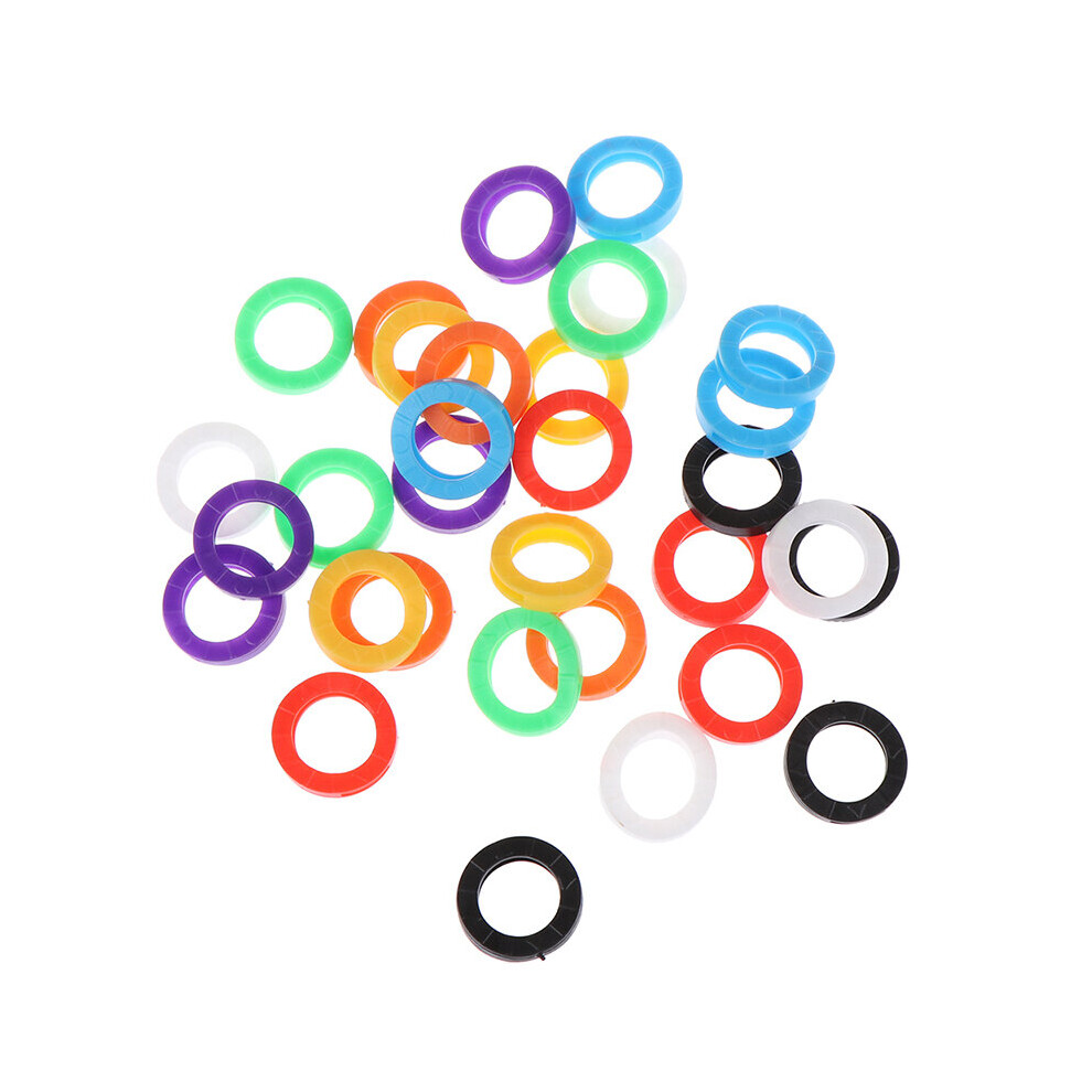 (32Pc Multi) 32Pcs/Lot Multicolor Elastic Mixed Hollow Rubber Key Covers Round Soft Silicone Keys Locks Cap Keyring Case 885487058061