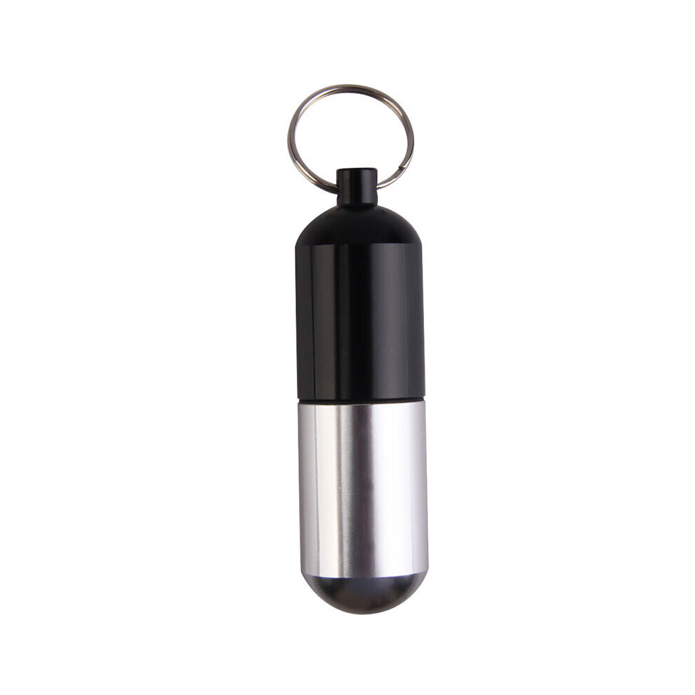 (Black) Large Size Pill Medicine Box Holder Outdoor Cartridge Keychain Waterproof Newly