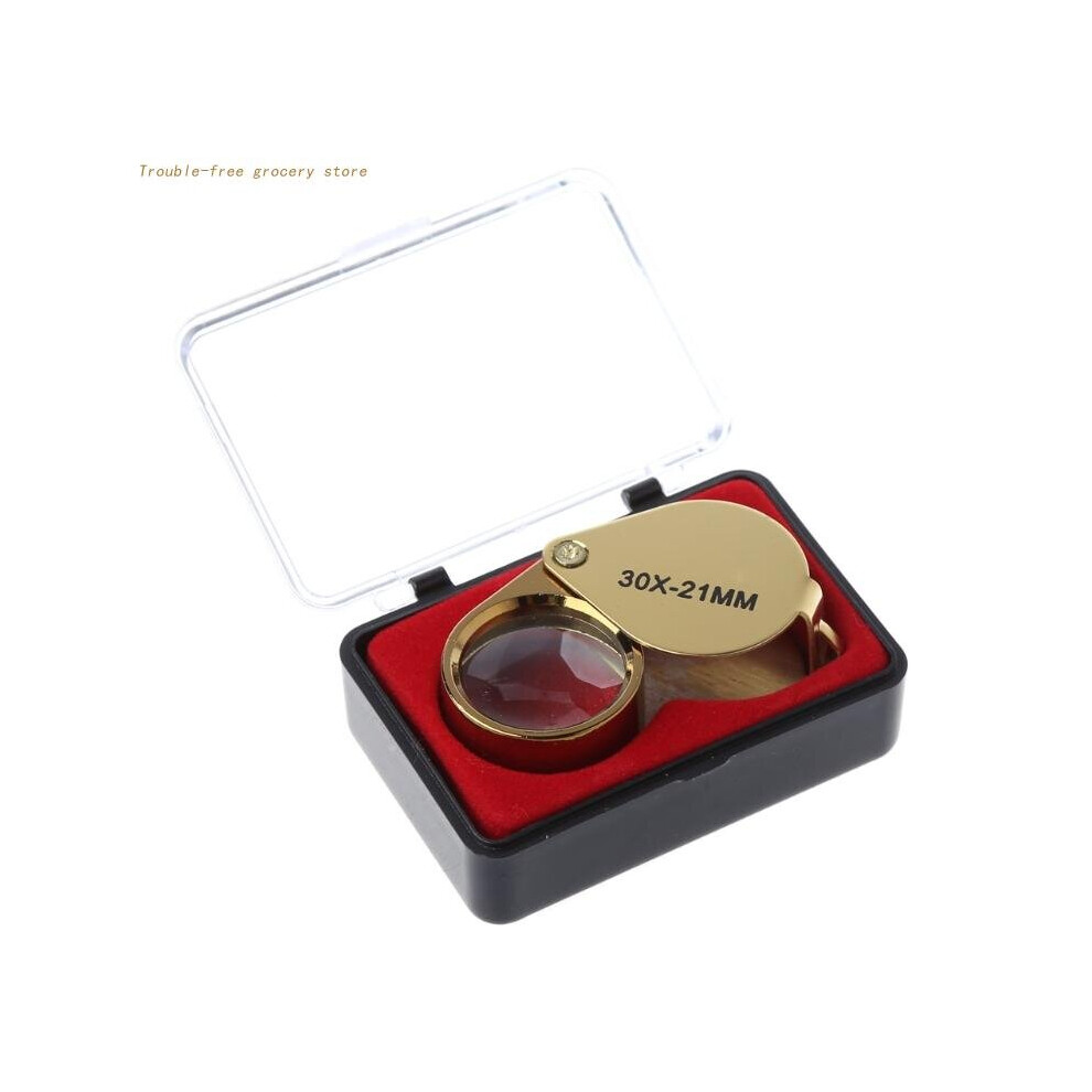 White (30X ) Keychain 30X Magnifier Handheld Mini Loupe Multifunction Folding Magnifying Glass For Reading Jewelry Magnifying Glass