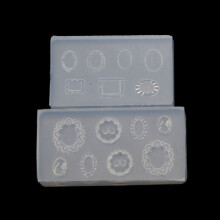 (A Green) 2Pcs Mini Leaves Flower 3D Silicone Clear Mold Button Embossed Frame Nail Carving Mold Nail Art Templates Maincure Tools