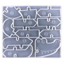 (1 White) Tyrannosaurus Rex Puzzle Epoxy Resin Mold Giraffe Crocodile Puzzle Game Children's Dinosaur Puzzle Silicone Mould DIY Tool