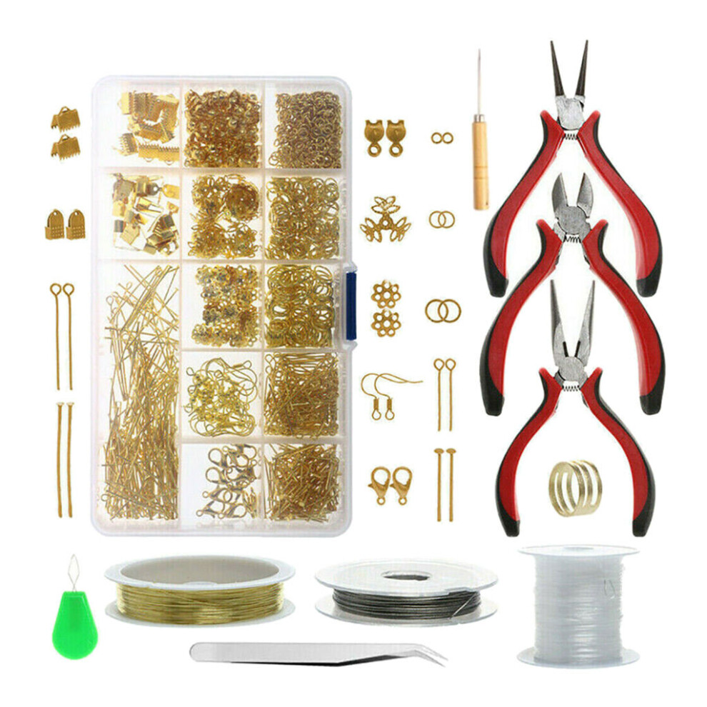 (Golden White) Jewellery Making Kit, 1010 pcs Jewellery Finding Set, Jewelry Findings Starter Kit for Making Bracelets, Earrings