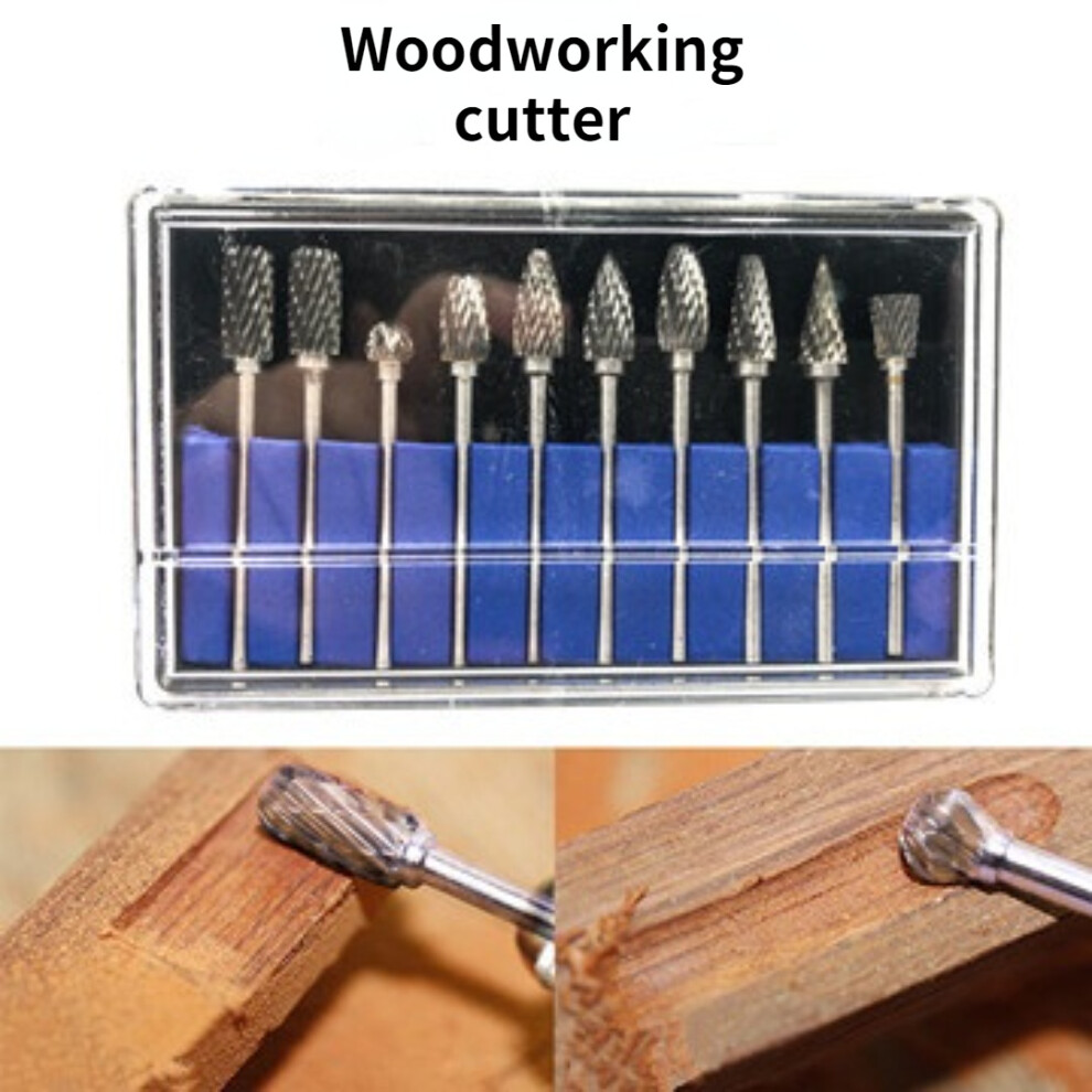 (1.3 mm White) Woodworking Router Bit Wood Engraving Alloy tungsten steel round burs 10pcs Cutter Carving Tool