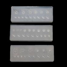 (Red) 634D 3Pcs 3D Floral Decortive Nail Art Silicone Mold Kit Leaves Flower Nail Carving Mold Nail Art Templates Maincure Tools