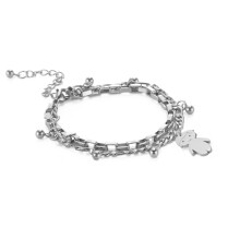 (1 boy Hot Stamping-gold-17cm add 5cm 18cm) Sipuris Personalized Engraving Name Bracelet Stainless Steel Double Chain Chain Customizable Boys and Girls Bangle