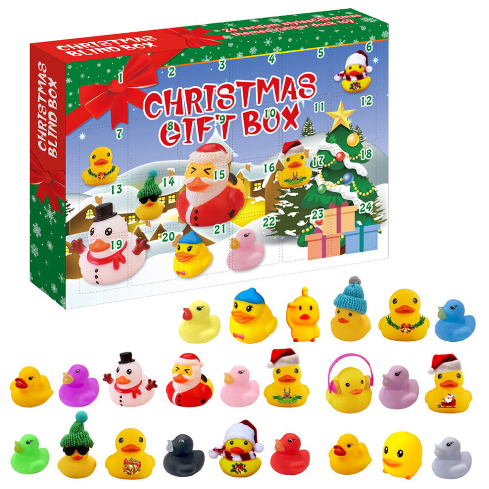 Christmas 24 Days Countdown Advent Calendar with 24 Rubber Ducks for Boys, Girls, Kids and Toddlers, Christmas Party Gifts