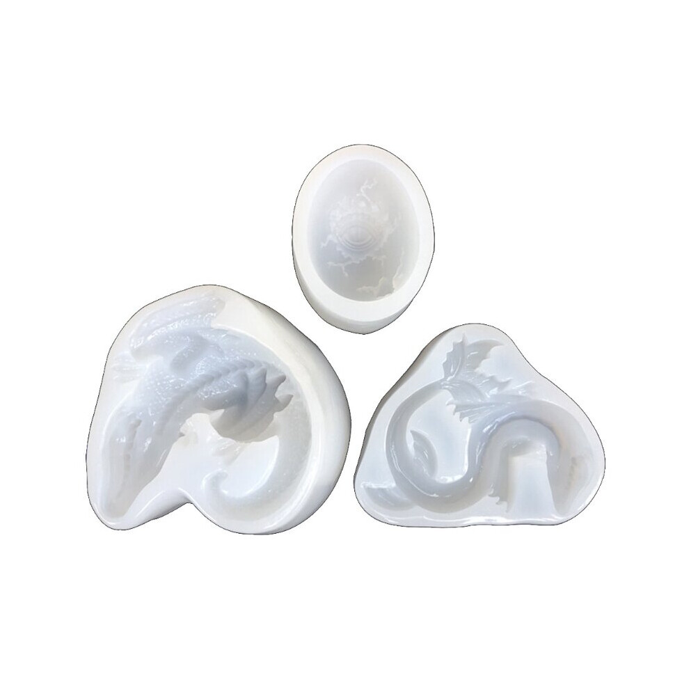 (A White) Mirror Sleepy Dragon Jurassic Dinosaur Water Dragon Egg Clay Epoxy Decoration Silicone Mold for Diy Crafts 3 Pieces-image-OPC-PBRYM9F-NEW