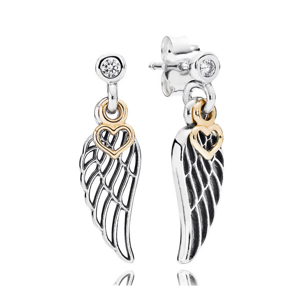 925 Sterling Silver Earring Love Heart & Guidance Crown Square Sparkle Stud Earrings For Women Gift DIY Jewelry