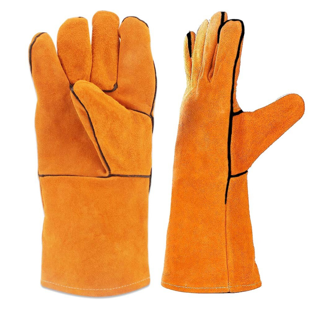 (Welding Gloves White) Leather Forge Welding Gloves Heat/Fire Resistant Mitts Melting Furnace Gloves For Oven Bbq Furnace Stove Welder Animal Handling 885487105130