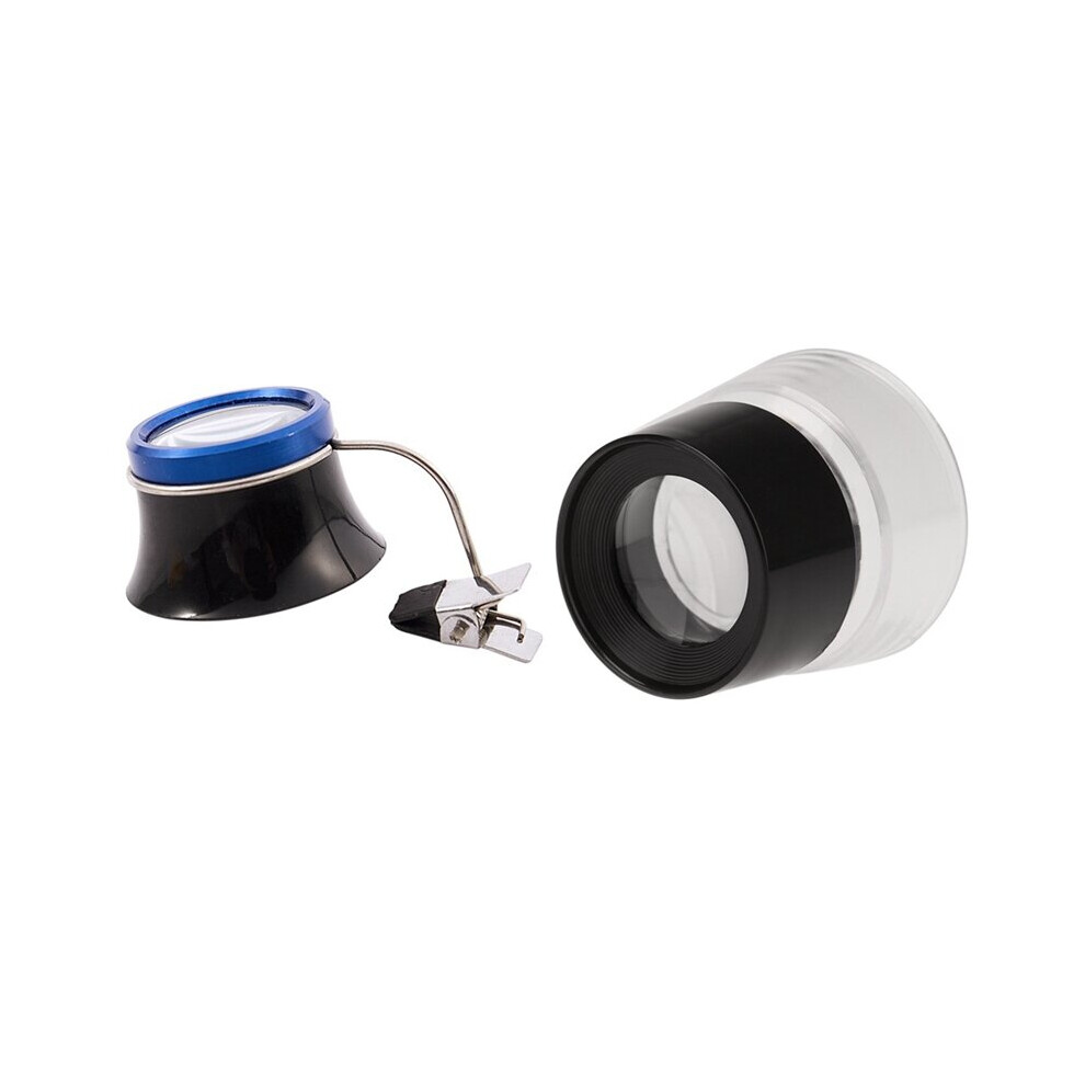 White (White) 2 Pcs Multifunctional Cylinder Eye Magnifier Loupe Lens Magnifying Tool,10X & 5X