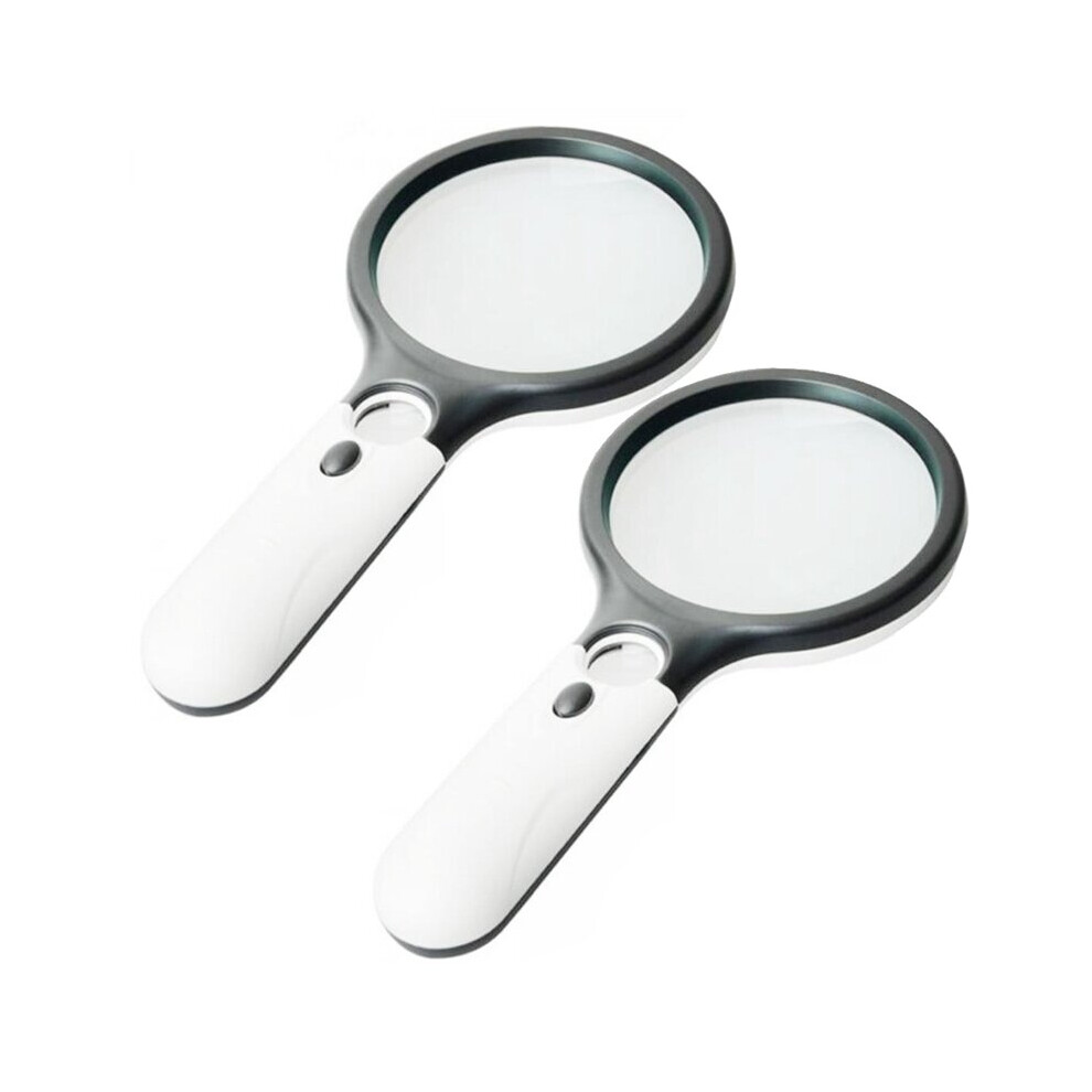 Lavender (Whiteblack ) 45X Handheld Jewelry Watch Loupe Illuminated Jewelry Loupe Magnifier With 3Led 2Pc