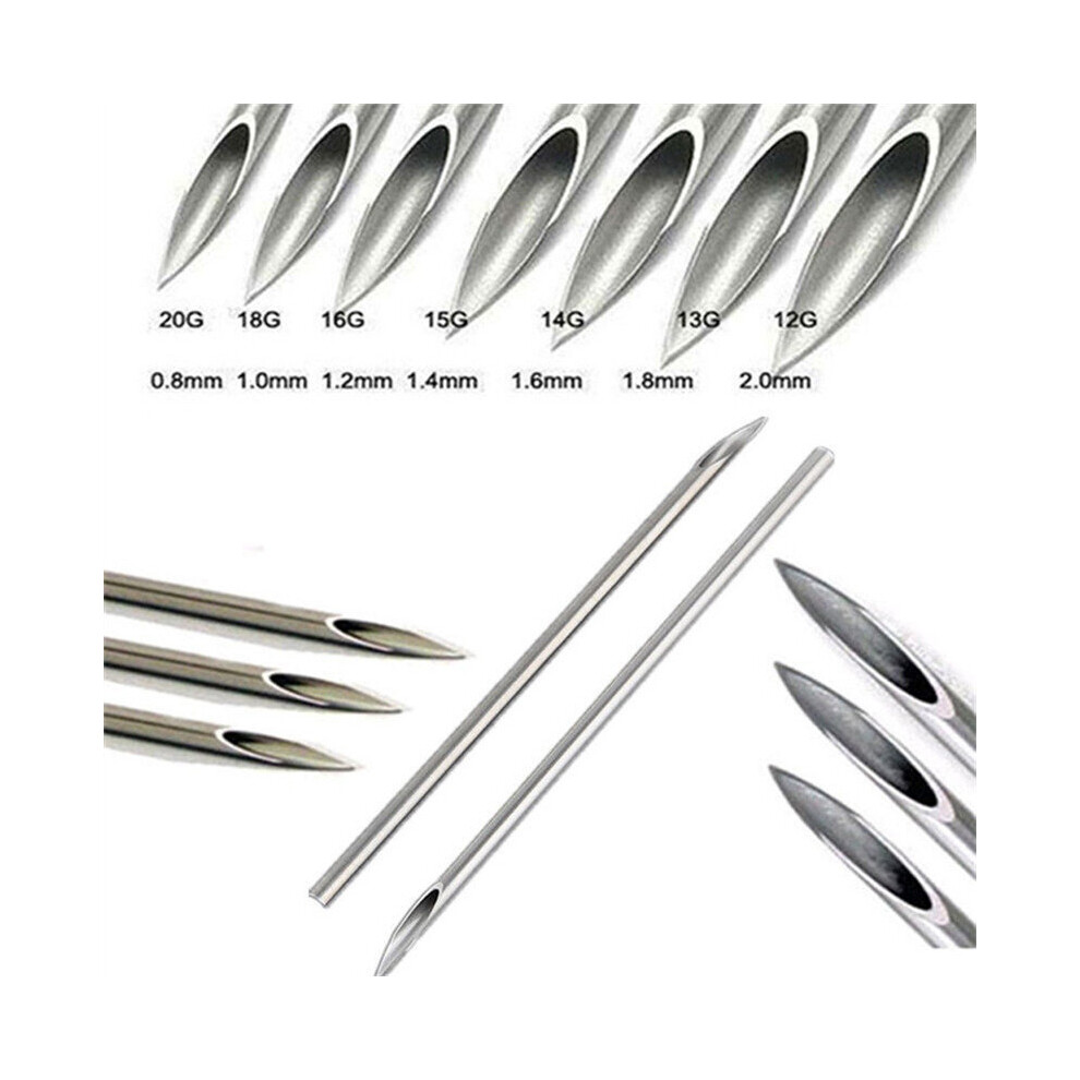 White (20G 0.8Mm ) 100Pcs 12G 14G 15G 16G 18G 20G Piercing Tools Disposable Body Piercing Needles Ear Nose Piercing Needles Tattoo Supply Assorted