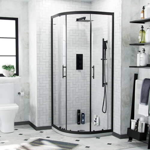 NES Home Saturn 800 x 800 Black Quadrant Corner Shower Enclosure 1