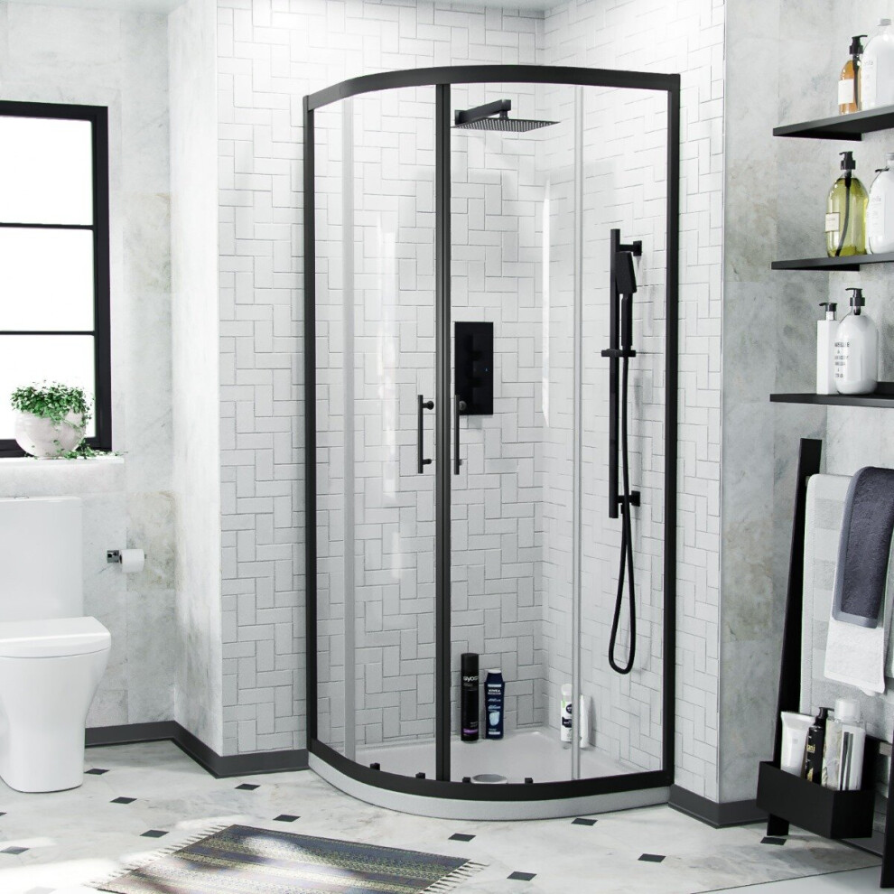 Saturn 800 x 800 Black Quadrant Corner Shower Enclosure