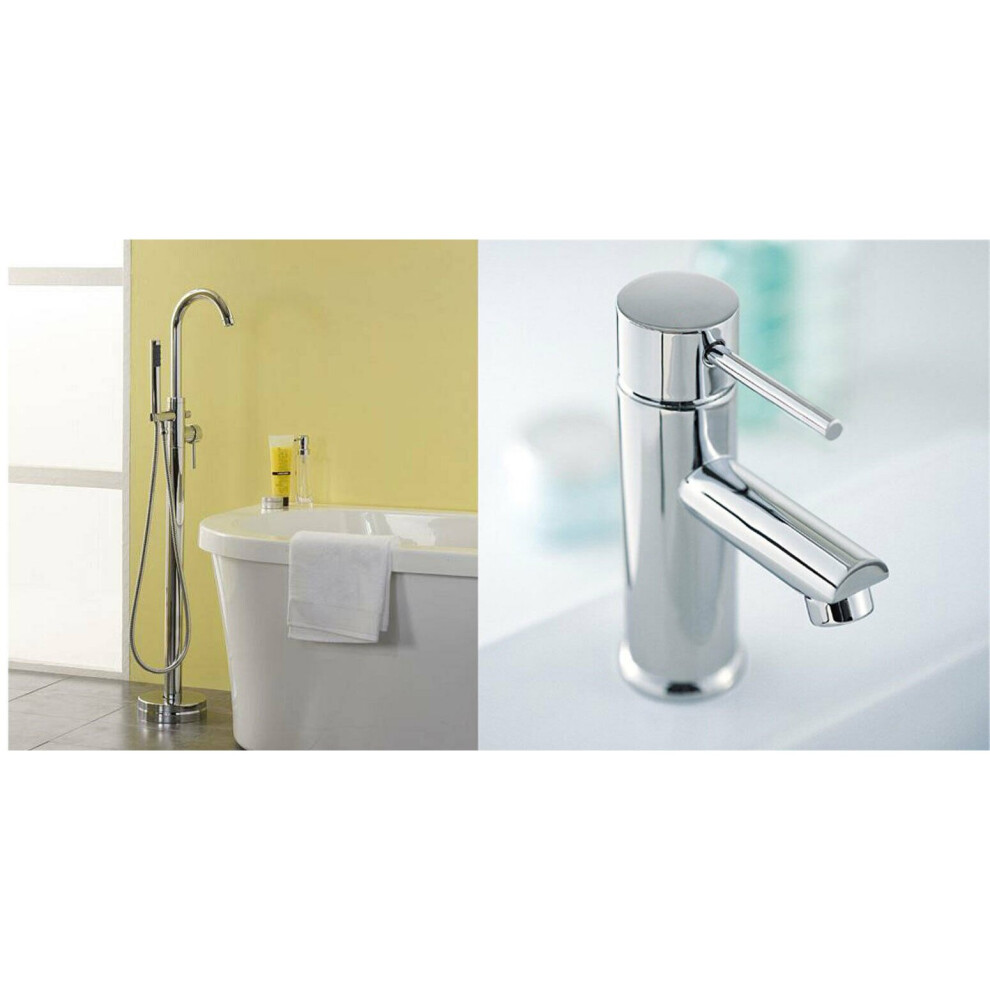 Arena Freestanding Bath Shower Mixer & Basin Mono Tap Chrome