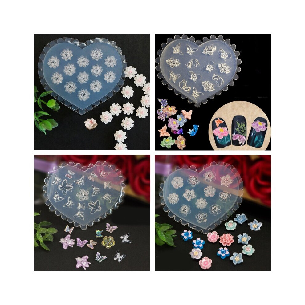 Flower 3D Silicone Mold Nails Art Carving Mold for DIY Nail Art Decorations Supplies Nail Art Templates Maincure Tool