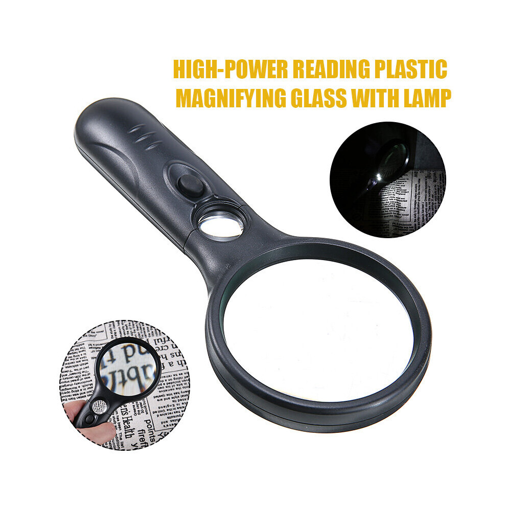 Light 45X Microscope Lens 3 Led Handheld Magnifying Glass Loupe Reading Jewelry Craft Examine Repair Magnifiers Tools