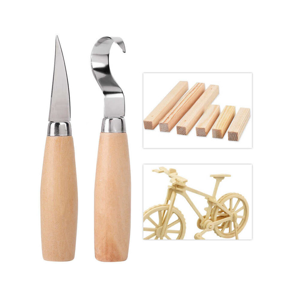 2Pcs Wood Carving Tool Kit Set For Woodworking Straight & Bent Knives Peeling Sculptural Spoon Hooked Carving Cutter Tool Set