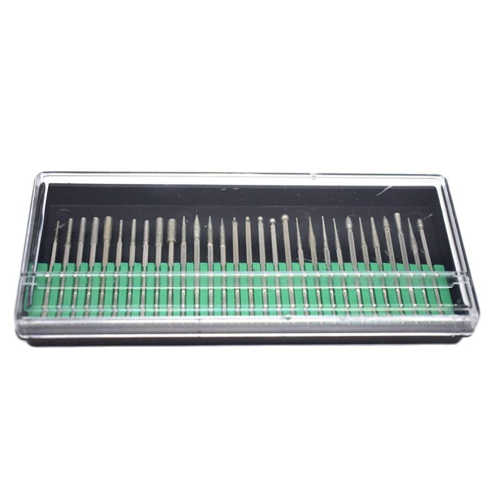 30Pcs Diamond Grinding Head Set For Metal Engraving Carving Polishing Jade Stone Drill Bit 2.35Mm 3Mm Shank 885487158174
