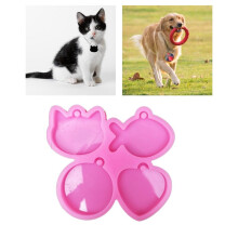 5Pcs Fish Cat Round Pet Tag Pendant Epoxy Resin Mold Hanging Sign Silicone Mould