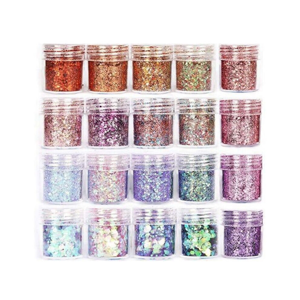 20 Bottles Nail Art Sequins Shinning Filling Flash Glitter Powder UV Epoxy Resin Pigment Dust Manicure DIY Fingers Beauty Decor
