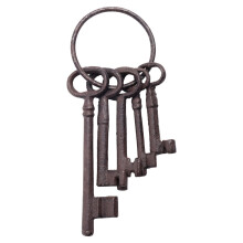 Pirate Treasure Chest Set,Key Ring Antique Style,Rustic Iron Skeleton Key Wall Decor, Costume Prop (5 )