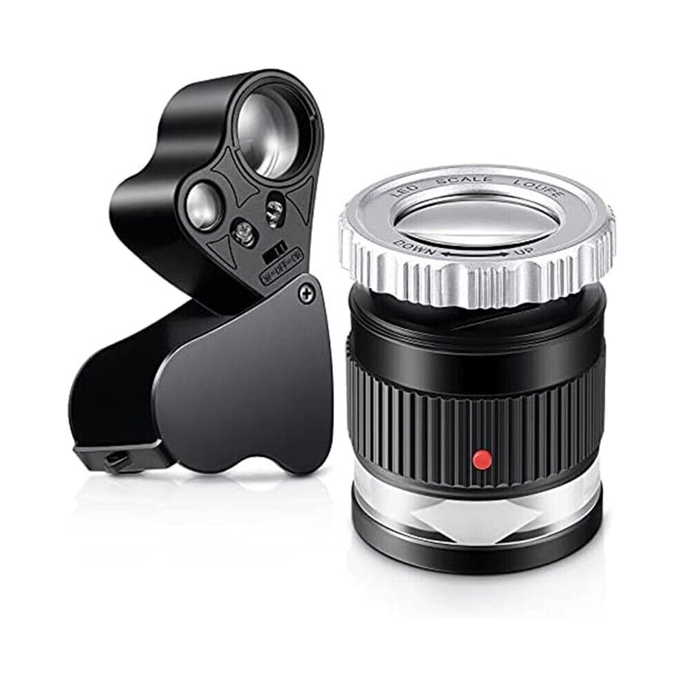 Light 2Pcs Loupe Magnifier,30X 60X Illuminated Loupe Magnifier With Led Magnifying Glass Eye And 30X Loupe Magnifier