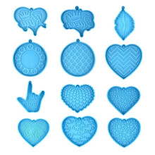 12 Pieces/set Pendant Mold Clay Molds Valentines Series Keychain Moulds Silicone Material DIY Gift for Hand Making Lover