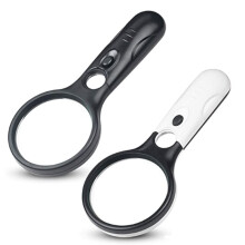 2Pc Magnifying Glass With Light-3X 45X Handheld Magnifier With 3 LED Light, High Clarity & Lightweight Magnifying Glass