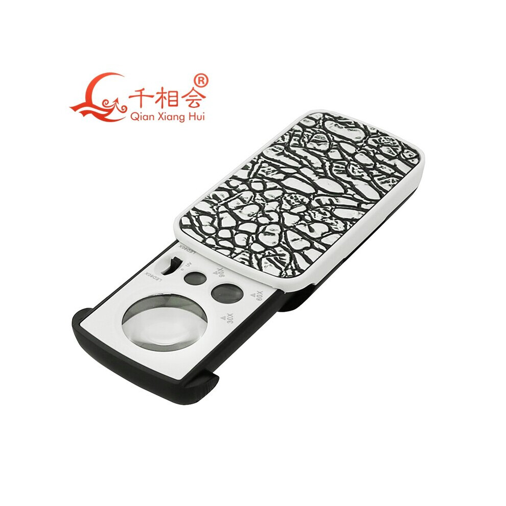 Magnifier 30X 60X 90X Jewelry Appraisal Reading Magnifying Glass High Magnification Acrylic Optical Lens Loupe With LED UV