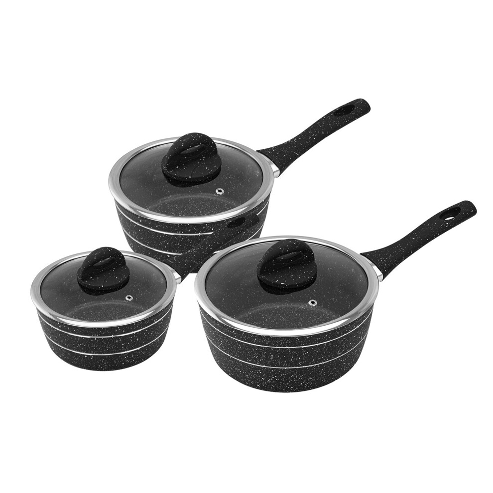 Royalford Saucepan Set 3 PC, Induction Safe Cookware Non-Stick Granite