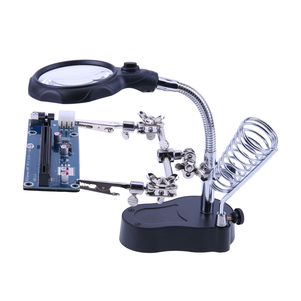 Light Welding Magnifying Glass With Led 3.5X-12X Lens Auxiliary Clip Loupe Desktop Magnifier Third Hand Soldering Repair Tools