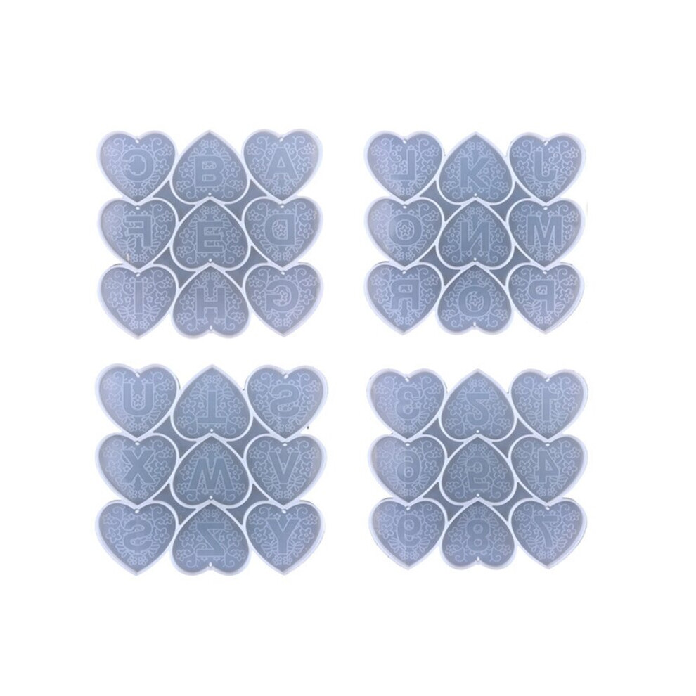 1 Set 26 Letters Love Heart Alphabet Epoxy Resin Mold 9 Numbers Keychain Silicone Mould DIY Phone Grips Brooch Jewelry Pendants