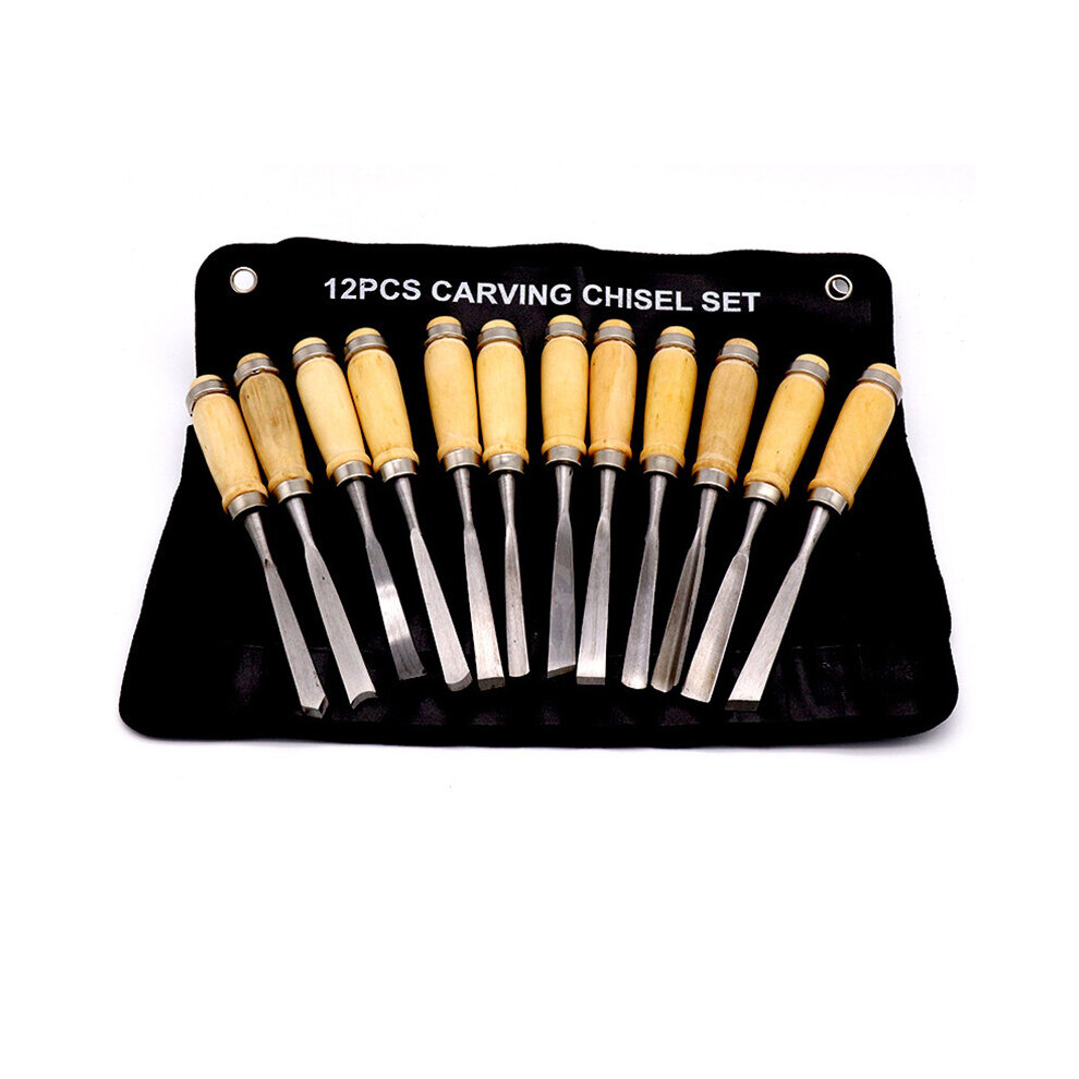 Professional 12PCS Manual Wood Carving Chisel Tool Set Jewelry Woodworking Carving Chisel DIY Hand Tools