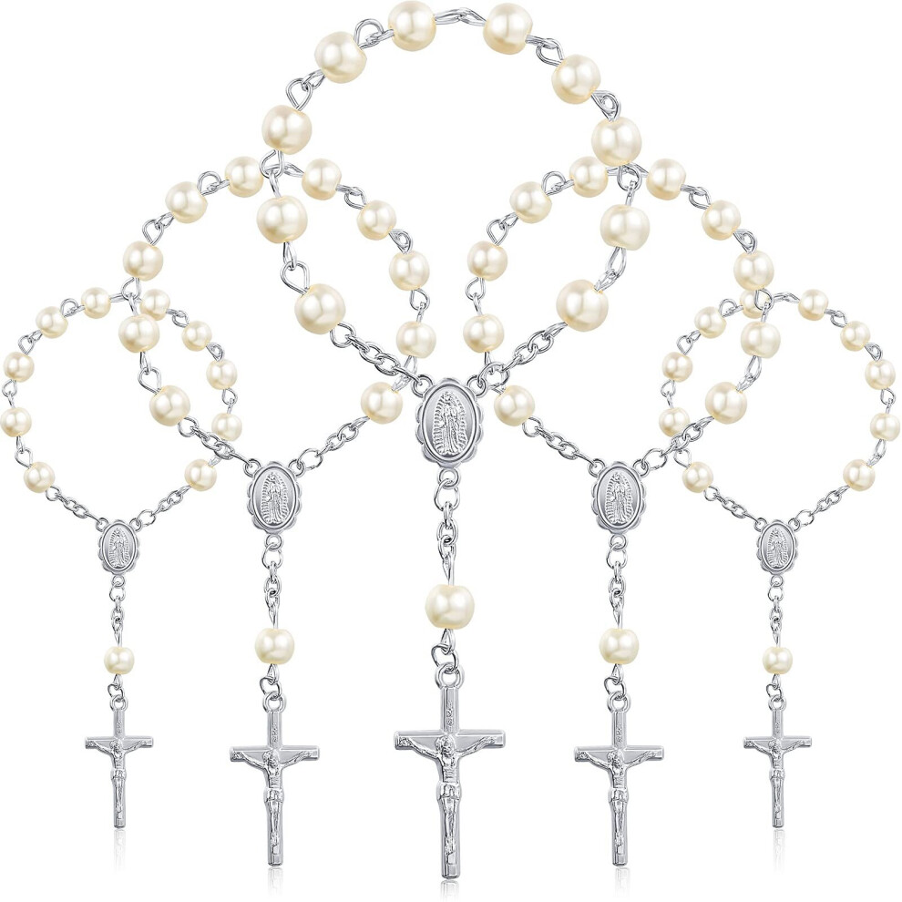 30Pcs Baptism Rosary Beads Finger Baptism Rosaries Faux for Baptism Favors Favors Communion Favors