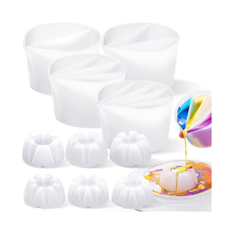 10Pcs Paint Pour Cup 2-5 Channels Split Cups 5-10 Flower Pour Cup Silicone Paint Pour Cup For Paint Pouring Fluid Pour 885487207926