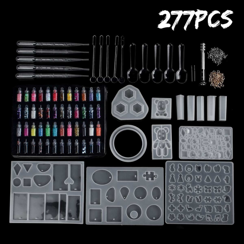 crystal glue molds set for DIY jewelry making sequin powder decorative resin bracelet pendant silicone molds
