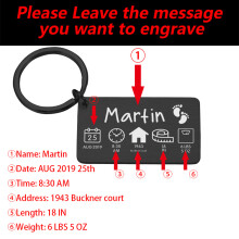 Personalized Keychain for Baby Boy Girl Meaningful Gift Customizable Name Date Time Address Height Weight Newborn Keyring