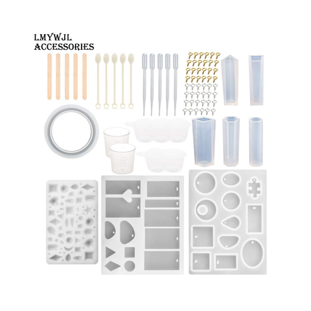 79 Pcs/Set of Epoxy Resin Jewelry Mold DIY Crystal Jewelry Pendant Bracelet Mold Measuring Cup Stirring Spoon Craft Accessories
