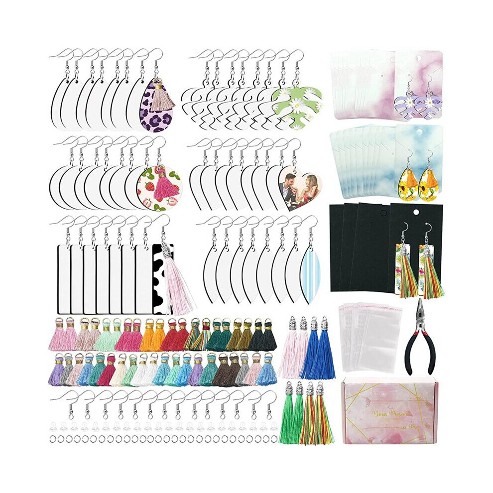 Heat Transfer Earring Pendant Sublimation Spray With Earring Hooks Cardboard Tassels For DIY Craft